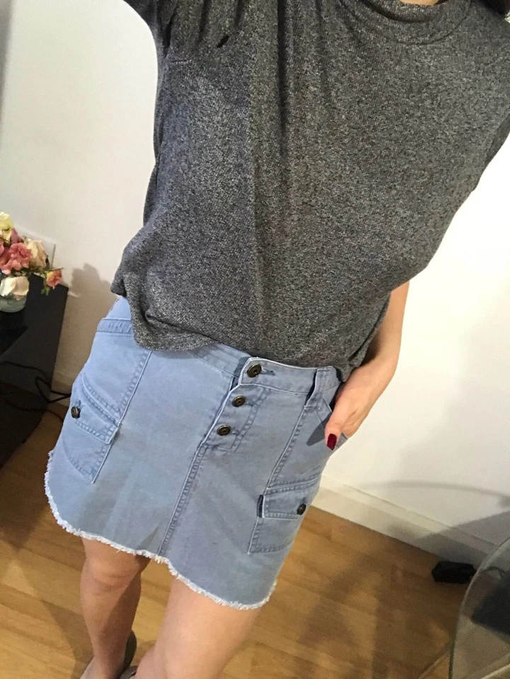 Dorothy Perkins Button Up Mini Skirt Vintage Retro Y2K 90s 2000 Levi Sty — 第 3/4 张图片