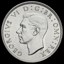 1945 George VI Silver Two Shilling Coin / Florin, A/UNC #2