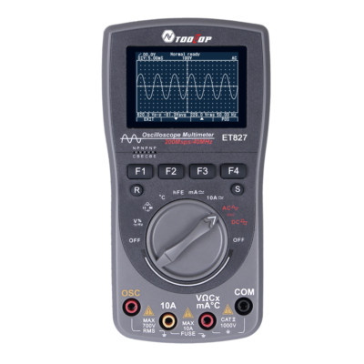 ET827 Scope Digital Multimeter Oscilloscope 40MHz 200Msps AC DC Tester HD Screen