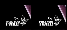 Pass You I Will!  Car Truck Camper RV Window TWO White 6" Vinyl Decals - Yoda
