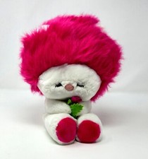 Vintage 1984 Dakin Fun Farm Frou Frou Plush Stuffed Toy Animal White Hot Pink