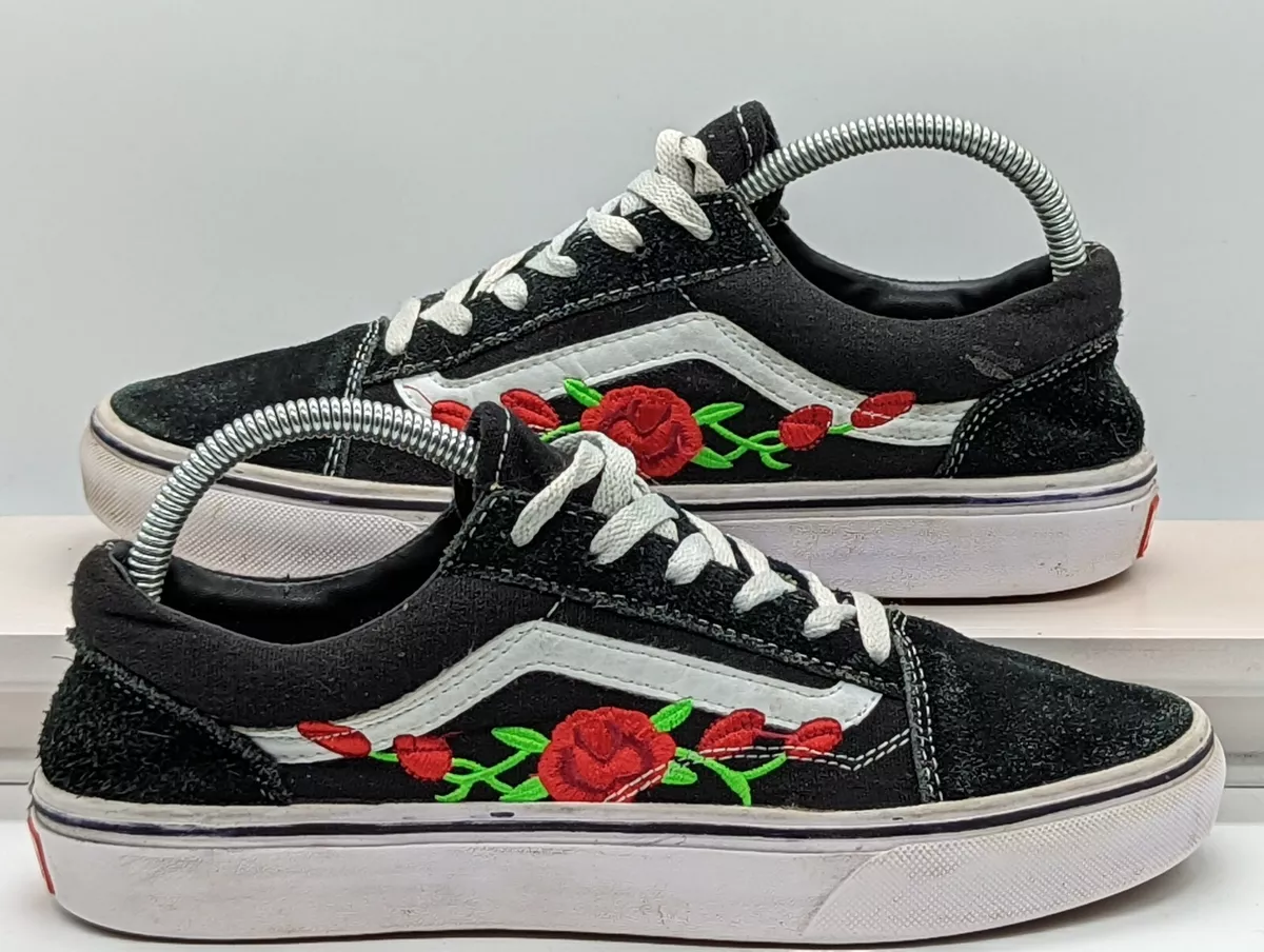 RARE Custom Vans Old School Red Rose Patch Collection SZ 7 |