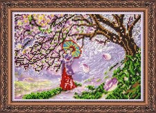DIY Bead Embroidery Needlepoint Kit "Sakura " Stitching Handmade Beadwork