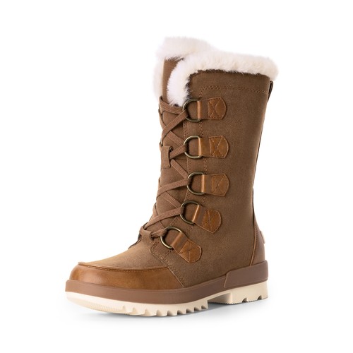 Women Warm Snow Boots Mid-Calf Boots Faux Fur Lined Winter Snow Ski Boots - Picture 13 of 14