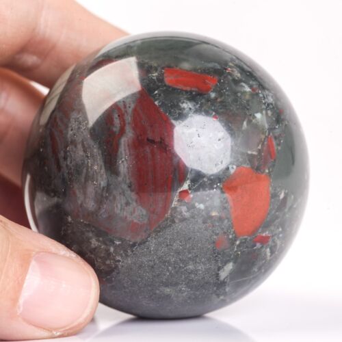 205g52mm Natural African Bloodstone Quartz Crystal Sphere Healing Ball Chakra - Photo 1 sur 12