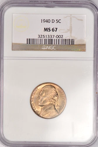 1940 D TONED Jefferson Nickel NGC MS 67 Toning Coin 5C