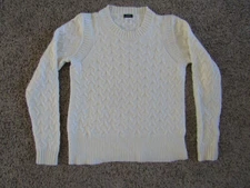 J.CREW WHITE UNIQUE!!! CABLE KNIT SWEATER ANGORA RABBIT WOOL VISCOSE SOFT MEDIUM