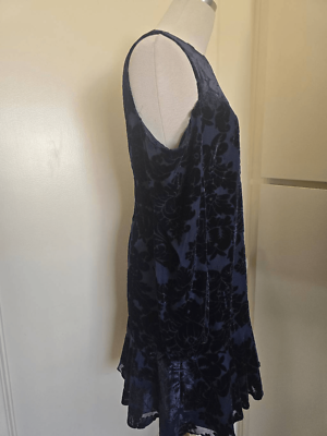 Eliza J Dark Navy.Velvet Burnout Cold Shoulder Dress with Long Sleeves. |  eBay