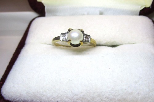 10K Yellow Gold Genuine Freshwater 5mm Pearl Sz 5.5 Ring/ 17" Necklace Sterling - Picture 3 of 7