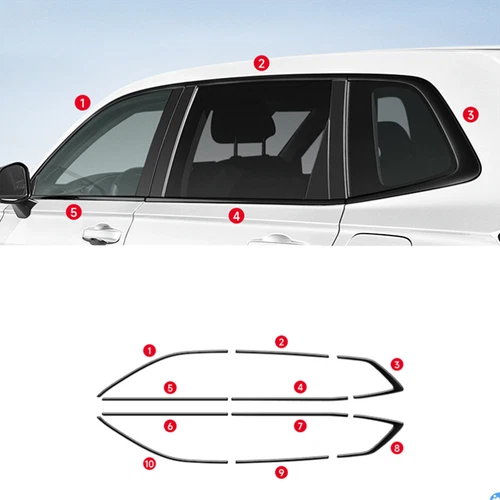 10PCS Car Window Sill Molding Strip Cover Trim Kit For Honda CR-V 2023 2024 Blk - Picture 2 of 6