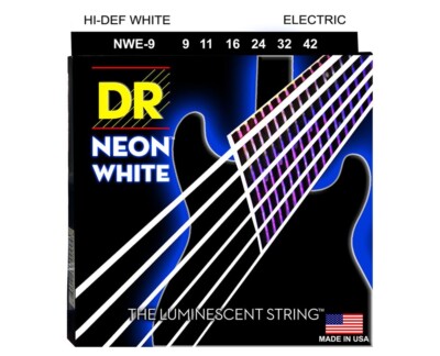 NEW DR Neon White Electric Guitar Strings, Light, 9-42, NWE-9