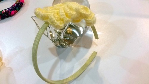 Headband Hair band Handmade Baby Girls Headwear Crochet design Yellow #17 - Picture 2 of 5