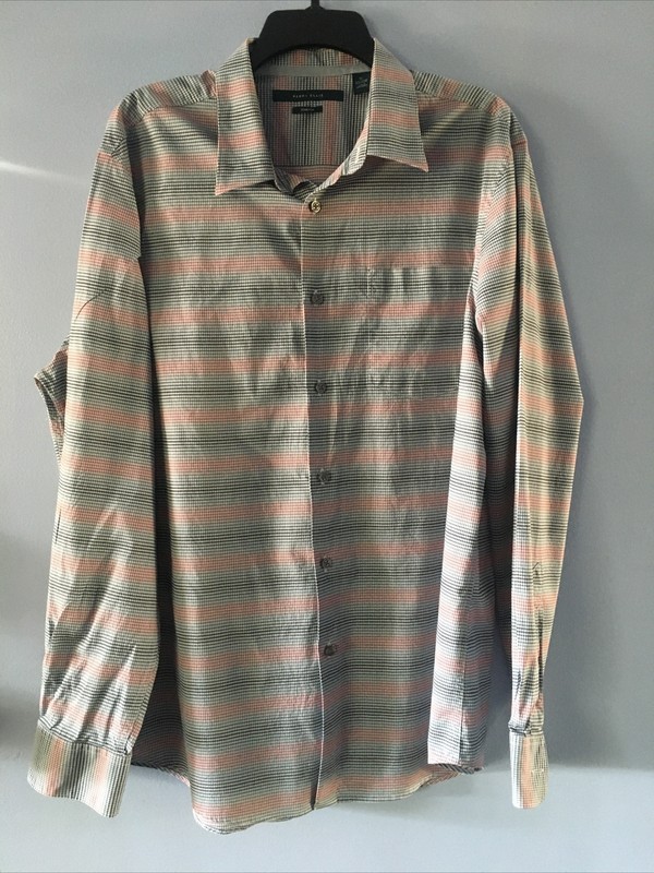 Mens Dress shirt size XL, Perry Ellis stretch, red and blue