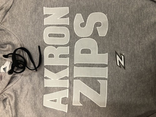 Adidas NCAA Univ. of Akron Zips Men's Grey Hoodie Gray/White CY7070 - Picture 2 of 2