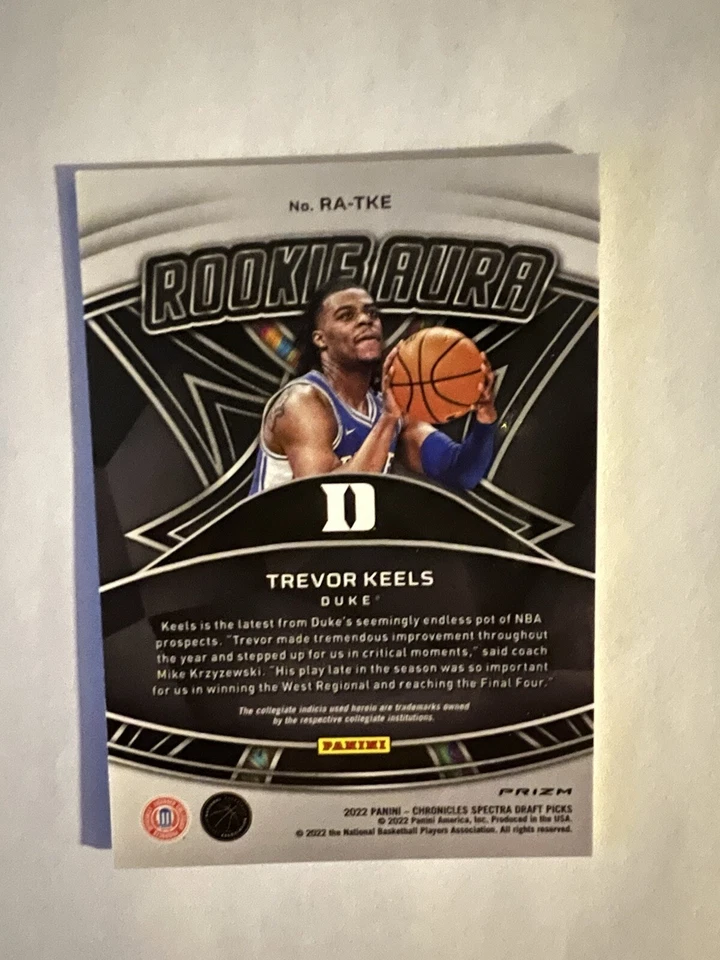 2022-23 Panini Chronicles Spectra Draft Picks Trevor Keels Rookie Aura #RA-TKE - Image 2 of 2