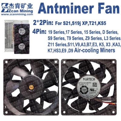 Antminer S21 T21 Cooling Fan DF1203812B2FN 2*2Pin 7000RPM S19j XP KS5 Cooler