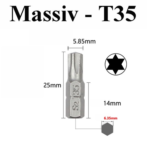 T5 T6 T7 - T45 Torx Pin Security Hexagonal Bits 1/4" Hex Drive With Hole/ Nohole - Picture 20 of 35