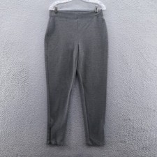 Talbots Womens Skinny Micro Houndstooth Pants Medium Gray Black Elastic Waist