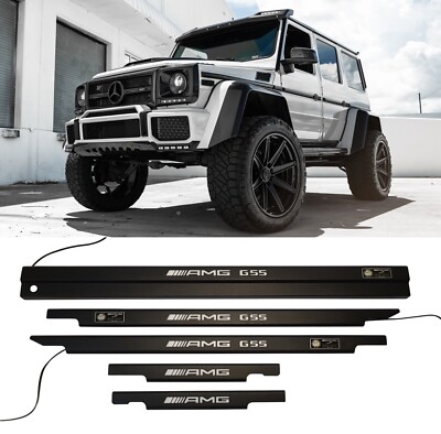 LED Door Sills Matte Black Door Scuff Plates fits G-Class W463
