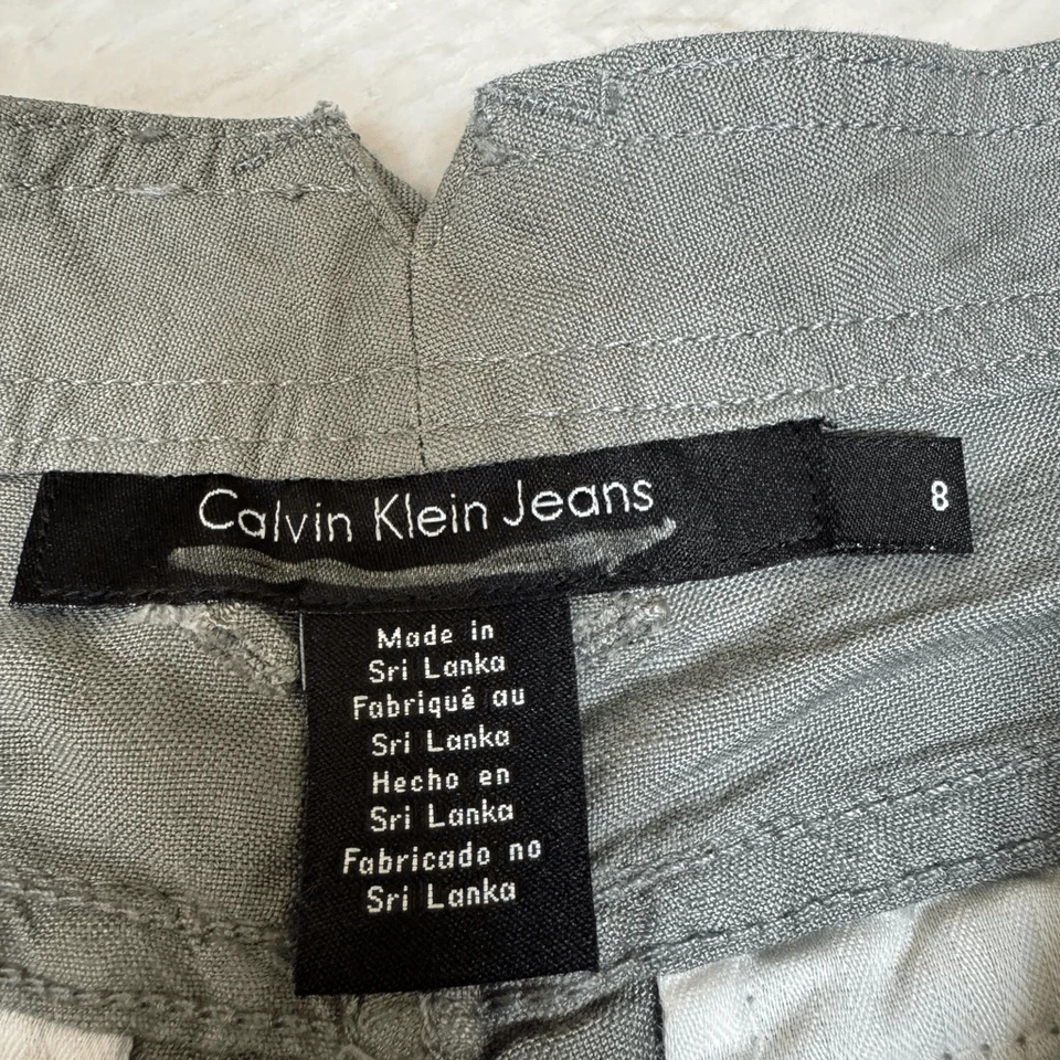Pantalones Cortos Clásicos Calvin Klein Mezcla de Lino Color Salvia Talla 8 Foto 3 de 4