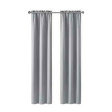 MAINSTAYS BLACKOUT CURTAIN ROD POCKET PANEL PAIR 30X84 LIGHT GRAY GREY S3