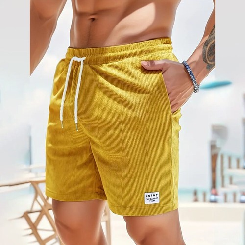Mens Corduroy Beach Shorts Elasticated Waist Drawstring Casual Summer Pants AU - Picture 15 of 34