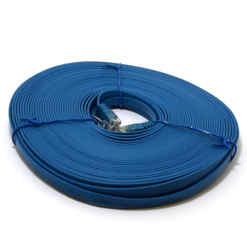 10m Plat CAT6 Éthernet Lan Internet Brassage Câble Bas Profil Gigabit RJ45 Bleu - Photo 2/12
