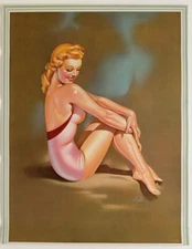Vintage Original Merlin Enabnit Pin-Up Print Lovely Blonde Gold Tones