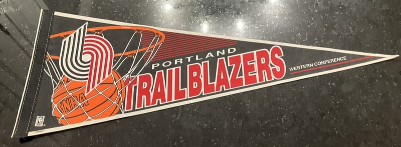 Vintage 1990’s NBA Western Conference  Portland Trail Blazers Pennant.