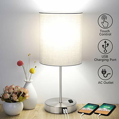 Touch Control Table Lamp 3 Way Dimmable Bedside Desk Lamp With 2