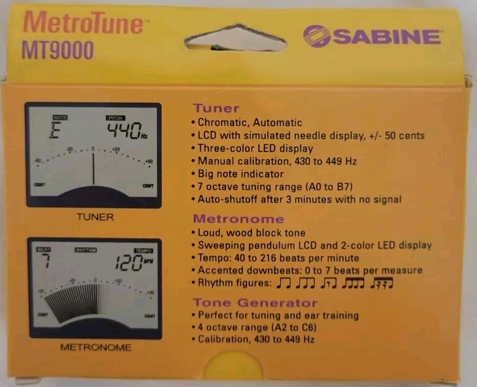 Sabine MetroTune MT9000 Chromatic Tuner Digital Metronome Tone
