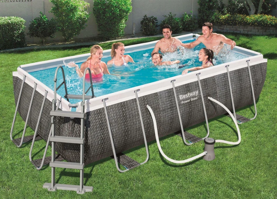 Bestway Pool Power Steel Frame Pool Gartenpool Rechteckig 404x201x100 Pumpe Set - Bild 4 von 4
