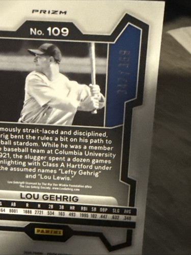 2024 Panini Prizm Orange Pulsar Sp Lou Gehrig #/399 New York Yankees - Bild 4 von 4