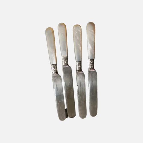 Four Vintage Antique 19th Century ~ Sterling Silver Shanks MOP Handles - Picture 2 of 4