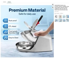 Electric 4 Blades Ice Crusher Shaver Snow Cone Maker Machine Silver 210lbs/hr...