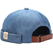Mens Docker Cap Brimless Skullcap Worker Sailor Rolled Cuff Retro Beanie