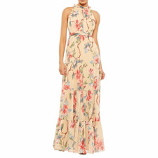 NEW Mac Duggal Ieena 70203 Floral Halter Maxi Gown Size 0