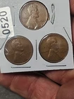 1944 P D S Lincoln Wheat Cents (3) Coins Average Circulated/Better