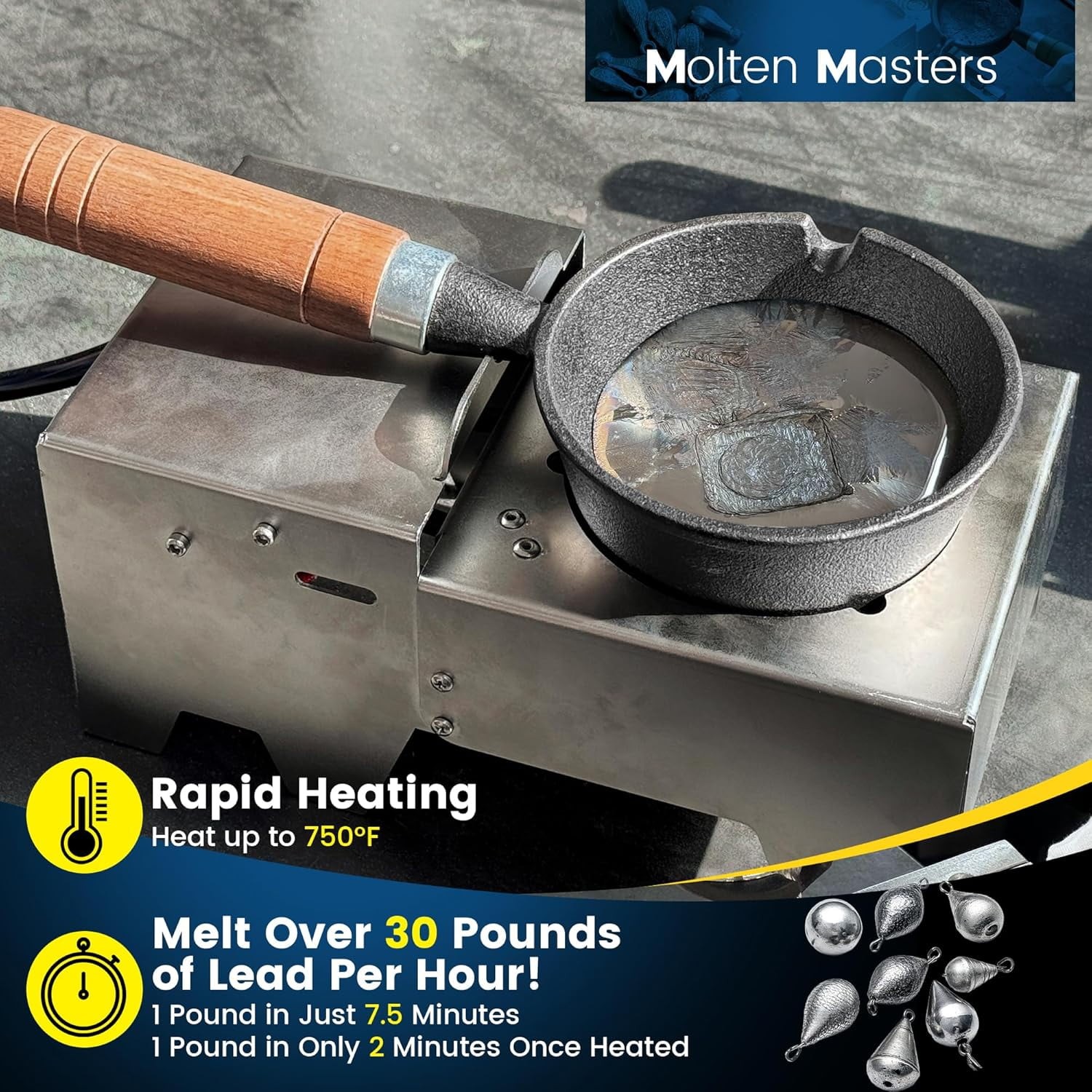 Electric Lead Melting Pot for Fishing Weight Molds and Bullet Casting Molds, Max