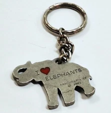 Vintage Rawcliffe Pewter - I ♡ ELEPHANTS - Keychain 1982 - FREE SHIPPING
