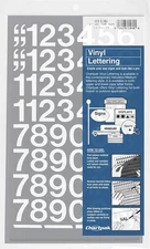Chartpak Self-Adhesive Vinyl Numbers, 1 Inch High, White, 44 per Pack (01136)