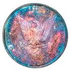 1880-S PCGS MS64+ MORGAN $ COLORFUL TONED RAINBOW (VIDEO)**