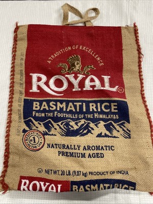 Royal Basmati Rice Burlap Bag Tote Purse with Handles & Zipper