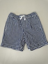 Janie and Jack Gingham Shorts Size 5 White Navy Blue Cotton Poplin Easter Spring