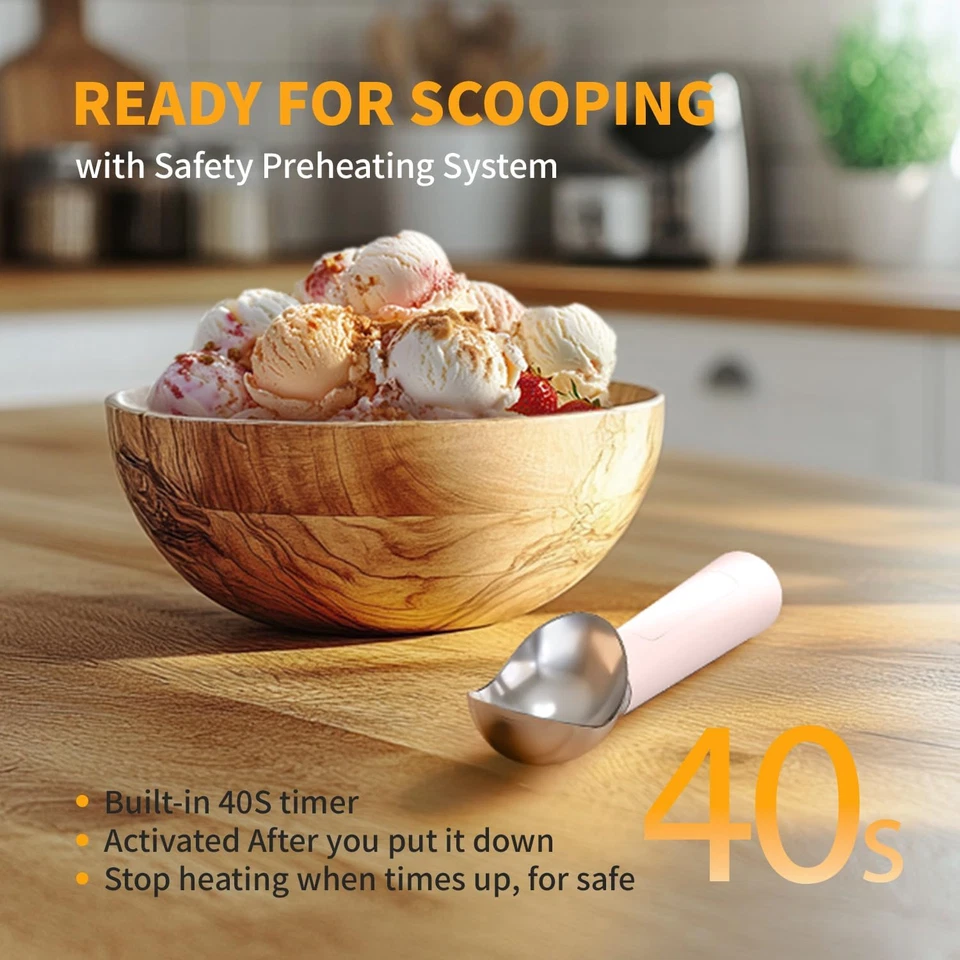 Cuchara de helado con calefacción, cuchara eléctrica recargable para helado duro, auto Wa Foto 4 de 4