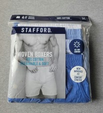 Stafford Woven Boxers 4-Pack Men's Boxer Shorts Cotton NEW NWT NIP Medium