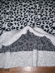 Victoria's Secret Pink Leopard Campus Soft Knit Sweater Heather Gray L NWT