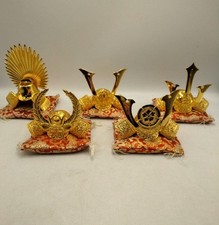 Mini vergoldete Samurai Helm Showa Retro Mai Puppe Warlord Antik Sammlerstück