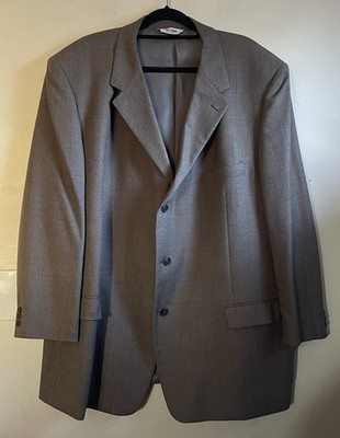 Linea Uomo Blazer Mens 54L Brown Tan 100% Worsted Wool Sport Coat Jacket