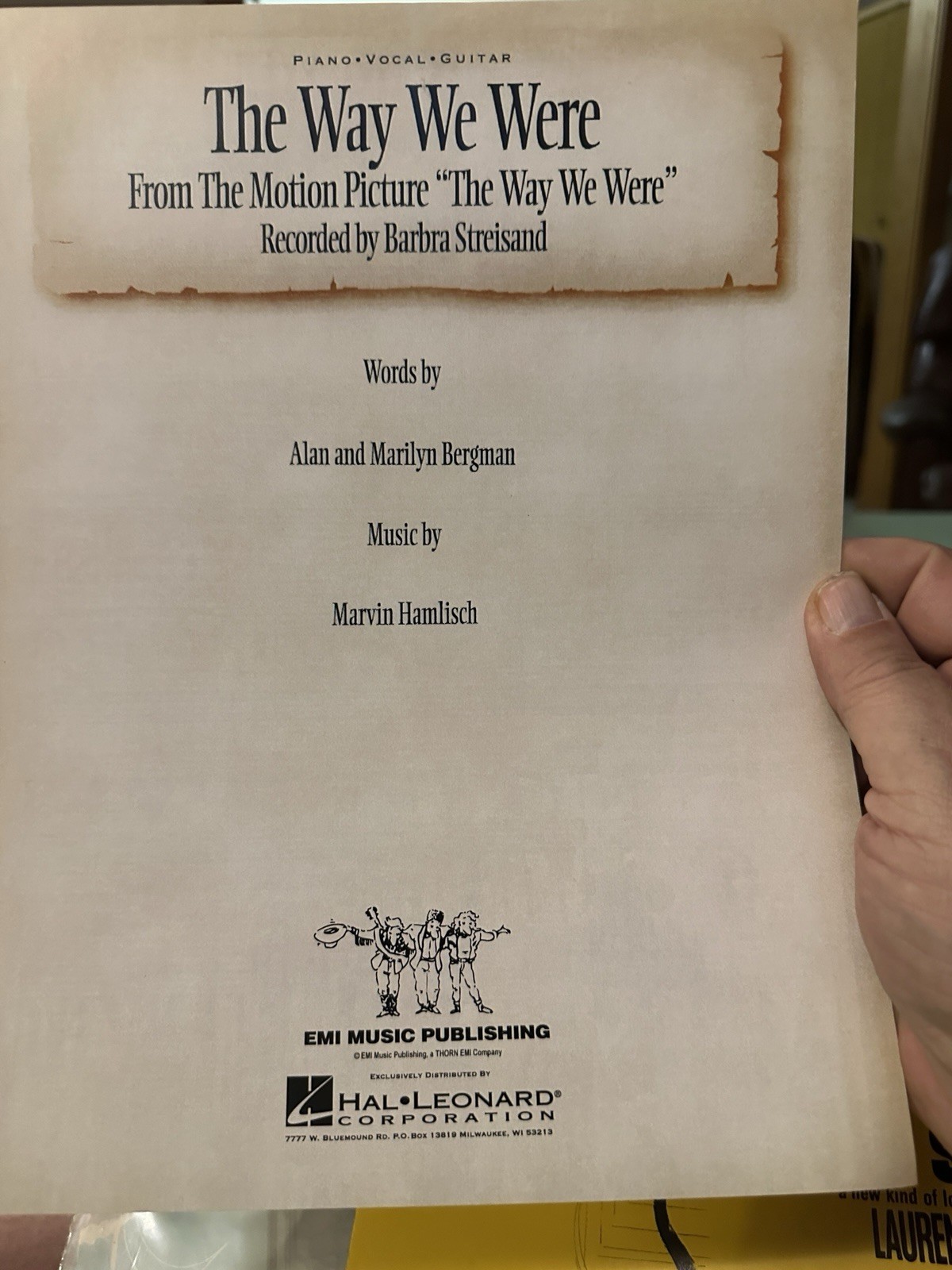 N 1973 BARBRA STREISAND Sheet Music from THE WAY WE WERE (title Song)